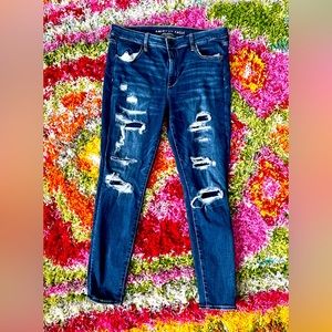 American Eagle Distressed Skinny Flex Denim Womens Plus Size